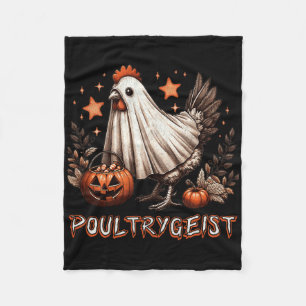 Poultrygeist Chicken Ghost Pumpkin Costume Hallowe Fleece Blanket