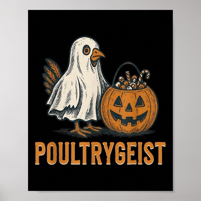 Poultrygeist Chicken Ghost Pumpkin Costume Hallowe Poster (Front)