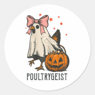 Poultrygeist Funny Chicken Ghost Halloween Spooky Classic Round Sticker