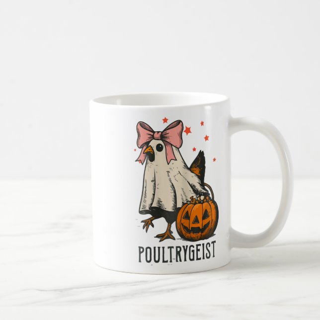 Poultrygeist Funny Chicken Ghost Halloween Spooky  Coffee Mug (Right)