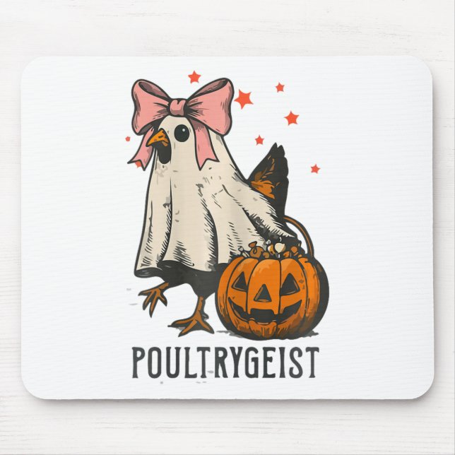 Poultrygeist Funny Chicken Ghost Halloween Spooky  Mouse Pad (Front)