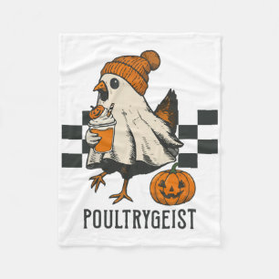 Poultrygeist Funny Chicken Ghost Pumpkin Spice Spo Fleece Blanket