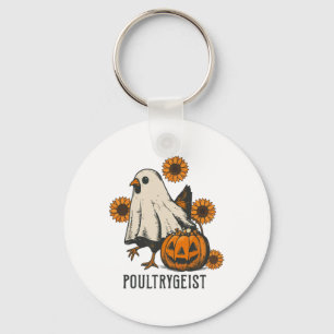Poultrygeist Sunflower Chicken Ghost Halloween Spo Key Ring