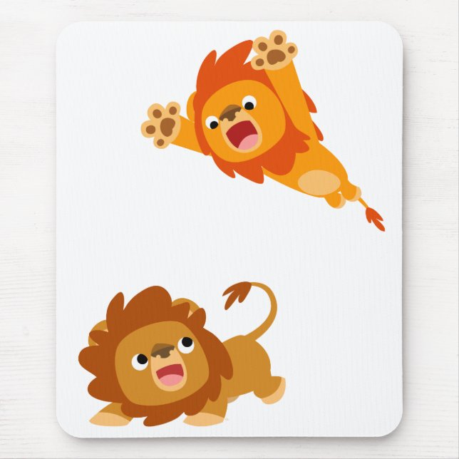 Pouncing and Pounced!! Cartoon Lions Mousepad (Front)