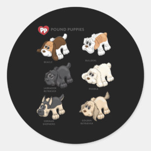 Pound Puppies Puppy Breed Textbook Classic Round Sticker