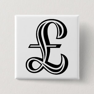 Pound Sign - Black 15 Cm Square Badge