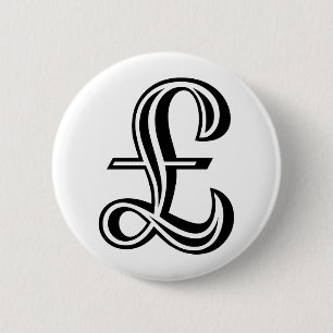 Pound Sign - Black 6 Cm Round Badge