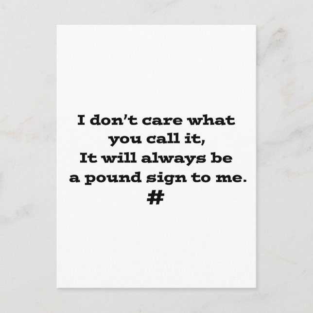 Pound Sign Postcard (Front)