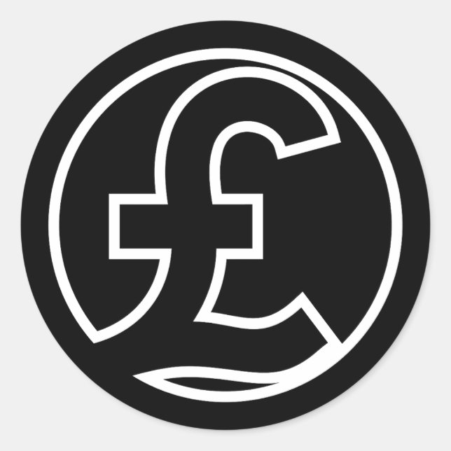 Pound Sterling Symbol currency in black circle Classic Round Sticker (Front)