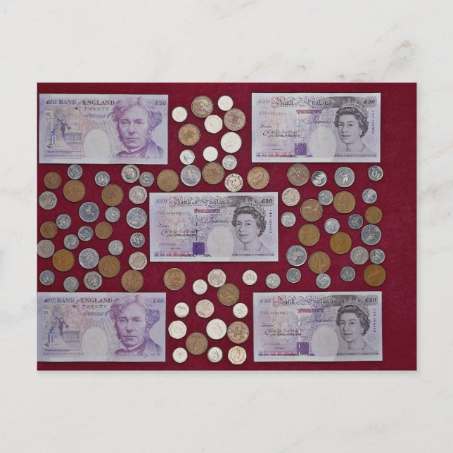 Pounds and pence postcard (Front)