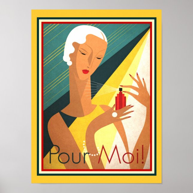 Pour Moi French Deco Parfum Ad 12 x 16 Poster (Front)