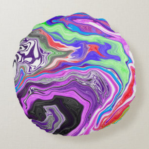 Pour Paint Effect Marble Digital Art   Round Cushion