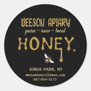Poured Golden Honey with Drip Label Honeybee