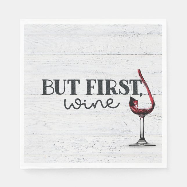 Poured Red Wine On Whitewashed Wood Napkin (Front)