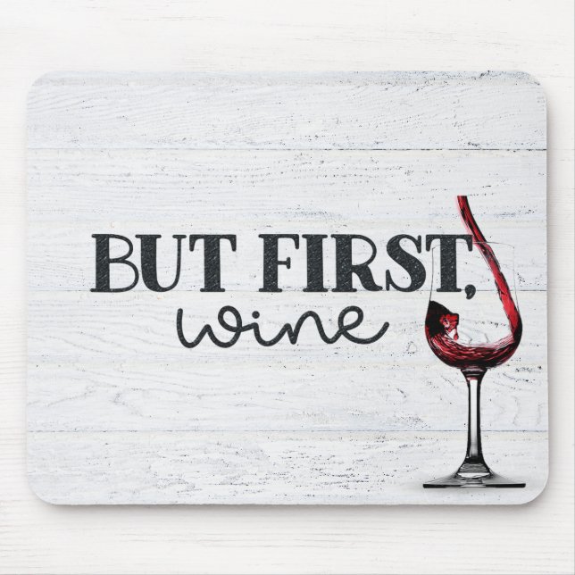 Poured Red Wine On Wood Mouse Pad (Front)