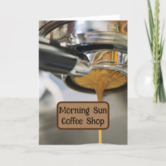Pouring Espresso from Coffee Machine Business Name Thank You Card