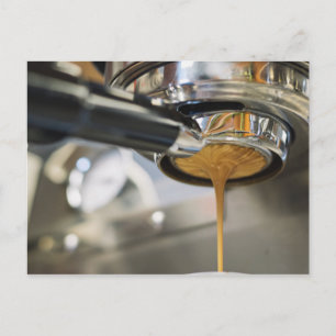 Pouring Espresso from Coffee Machine Postcard