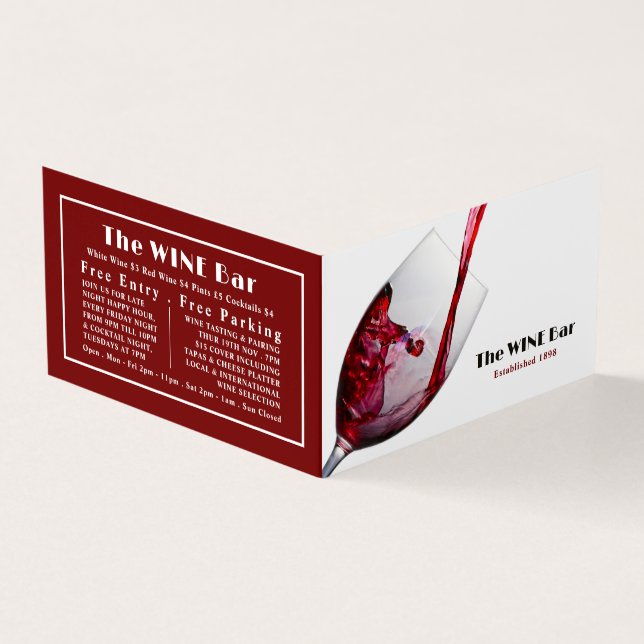 Pouring Red Wine, Wine Bar/Winery, Detailed Business Card (Outside)