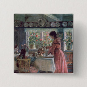 Pouring the Morning Coffee, 1906 15 Cm Square Badge