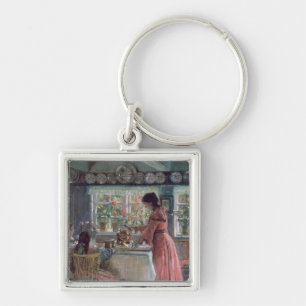 Pouring the Morning Coffee, 1906 Key Ring