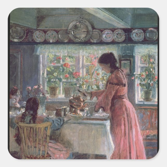 Pouring the Morning Coffee, 1906 Square Sticker (Front)