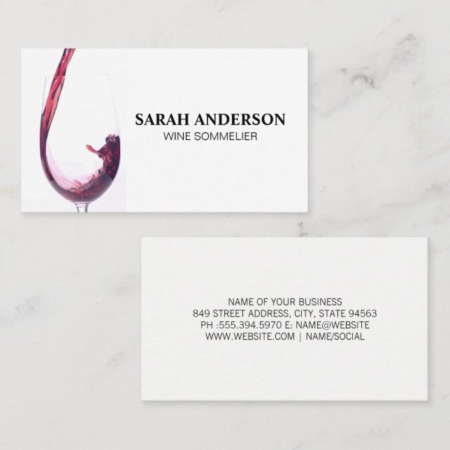 Pouring Wine Glass Business Card (Front/Back)