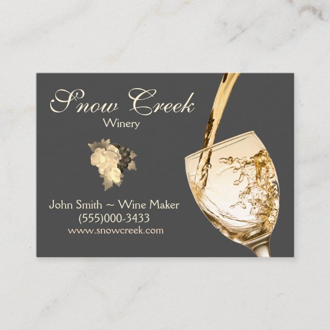 Pouring Wine Glass Grape Vine Vineyard Winery Business Card (Front)