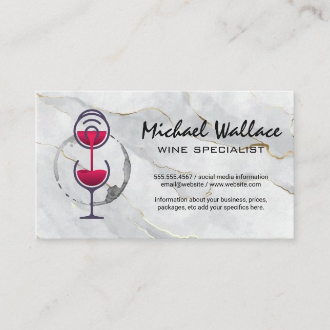 Pouring Wine | Marble Business Card (Front)