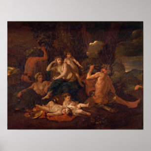 Poussin - Childhood Of Bacchus Poster