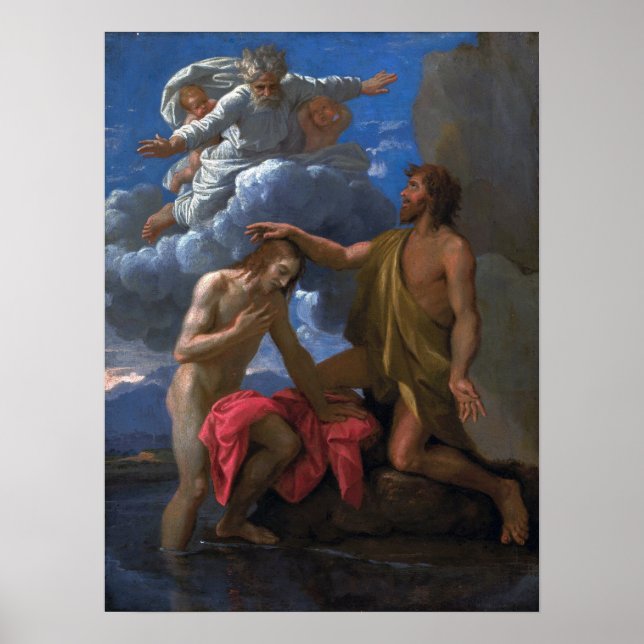 Poussin - Saint John Baptising Christ Poster (Front)