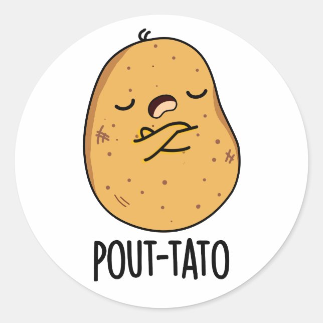 Pout-tato Funny Potato Pun  Classic Round Sticker (Front)