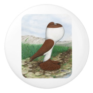 Pouter Pigeon Red Hana Ceramic Knob