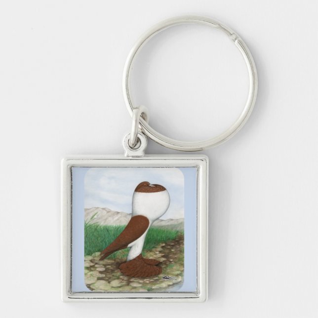 Pouter Pigeon Red Hana Key Ring (Front)