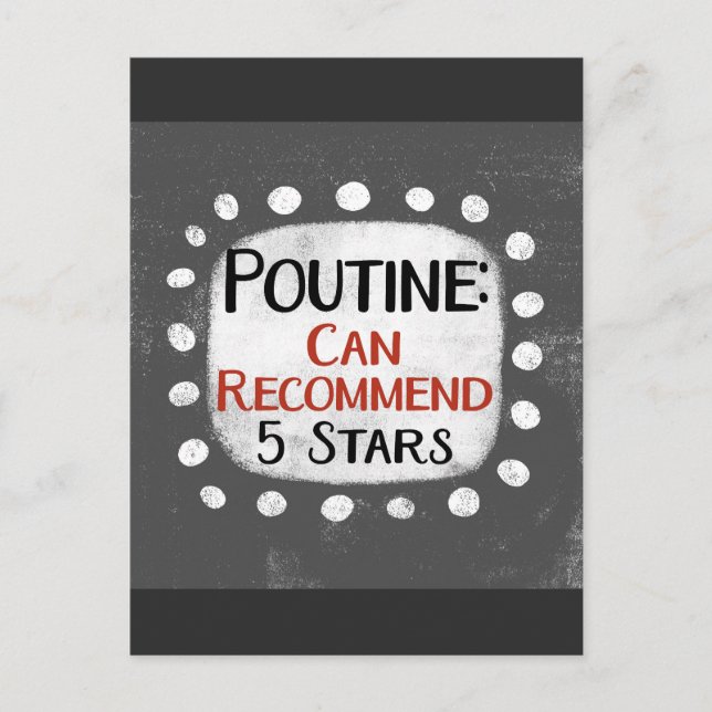 Poutine Review 5 Stars Postcard (Front)
