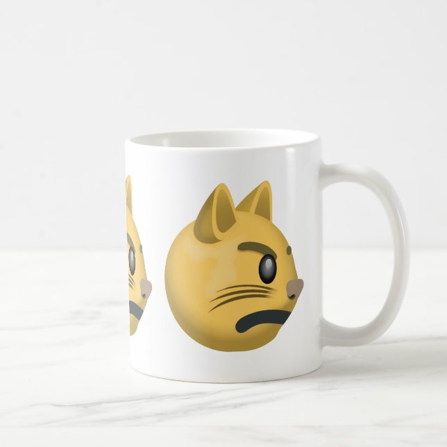 Pouting Cat Face Emoji Coffee Mug (Right)