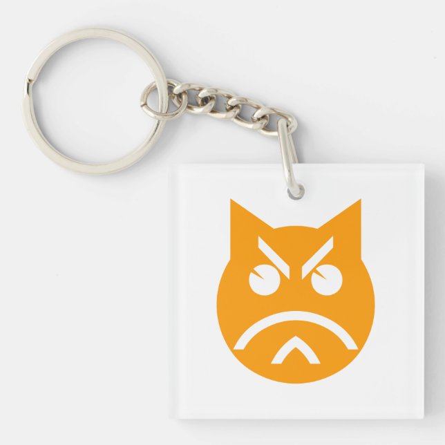 Pouting Emoji Cat Key Ring (Front)