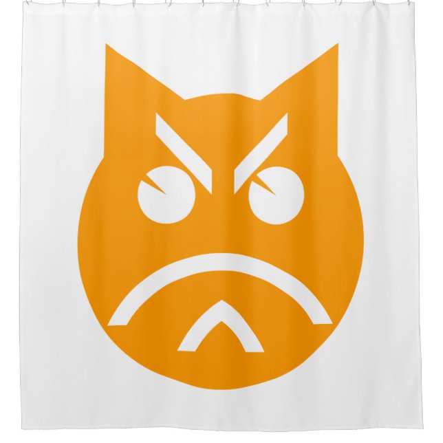 Pouting Emoji Cat Shower Curtain (Front)