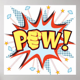 pow comic book-like explosion poster