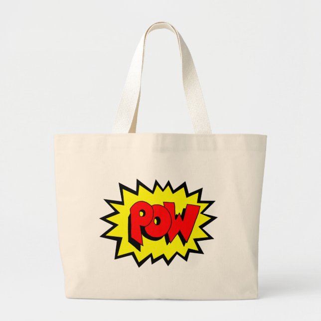 POW - Comic Book Pop Art Large Tote Bag (Front)