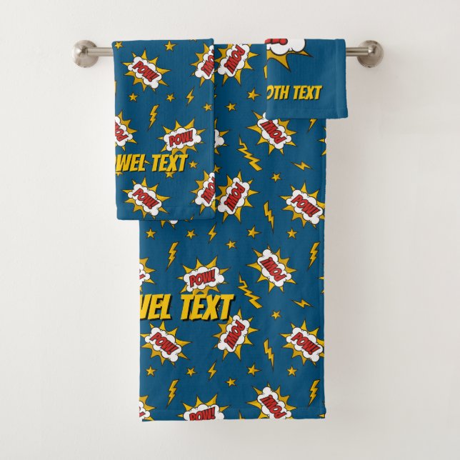 Pow Comic Sound Effect Bath Towel Set (Insitu)