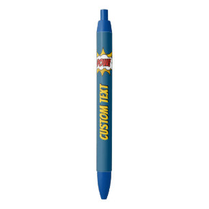 Pow Comic Sound Effect Blue Ink Pen