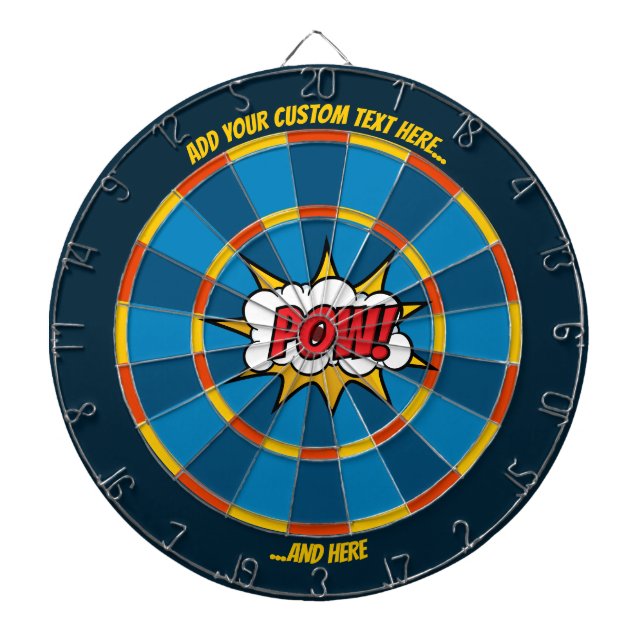 Pow Comic Sound Effect Dartboard with Custom Text (Front)