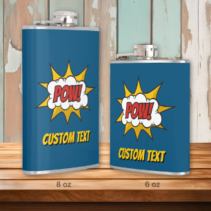 Pow Comic Sound Effect Hip Flask