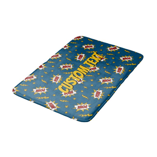 Pow Comic Sound Effect Pattern Bath Mat (Angled)