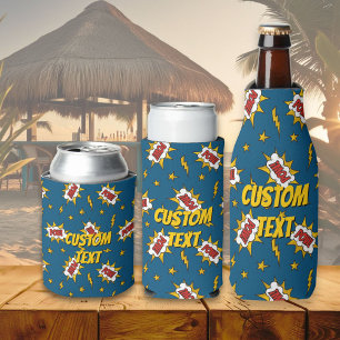 Pow Comic Sound Effect Pattern Can Cooler