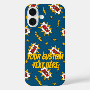 Pow Comic Sound Effect Pattern iPhone 16 Case
