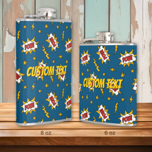 Pow Comic Sound Effect Pattern Hip Flask