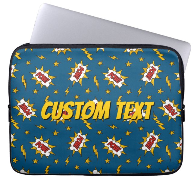 Pow Comic Sound Effect Pattern Laptop Sleeve (Front)