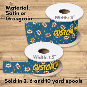 Pow Comic Sound Effect Pattern Satin Ribbon