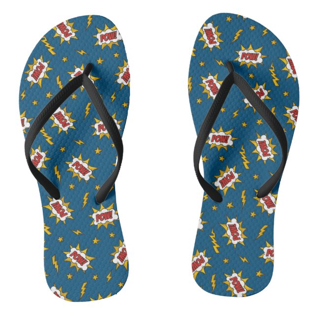 Pow Comic Sound Effect Pattern Thongs (Footbed)